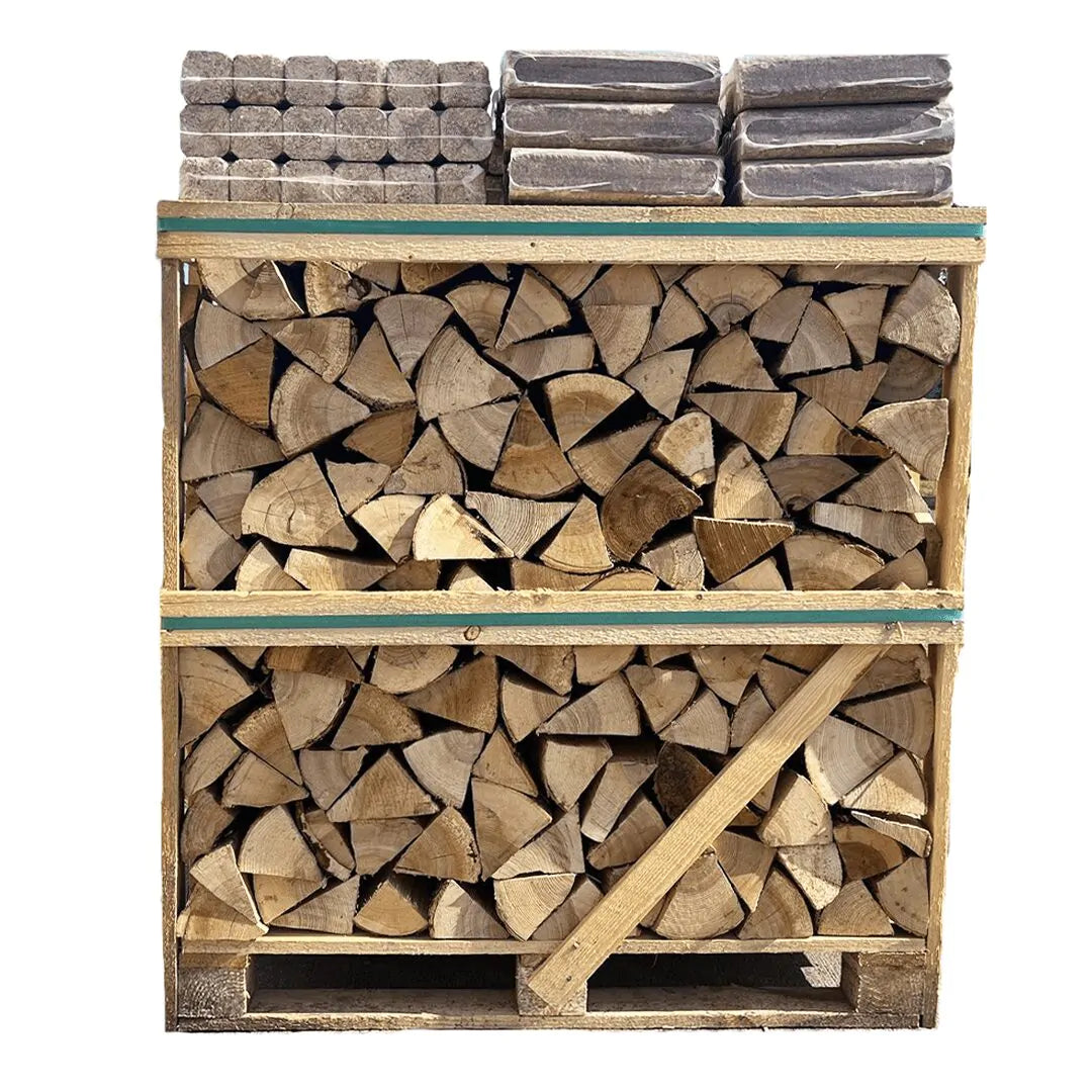 Kiln Dried Ash Crate & Fire Log Briquette Bundle